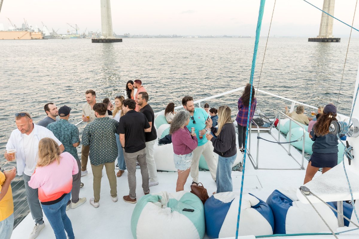 Guests filling Triton’s deck on San Diego Bay