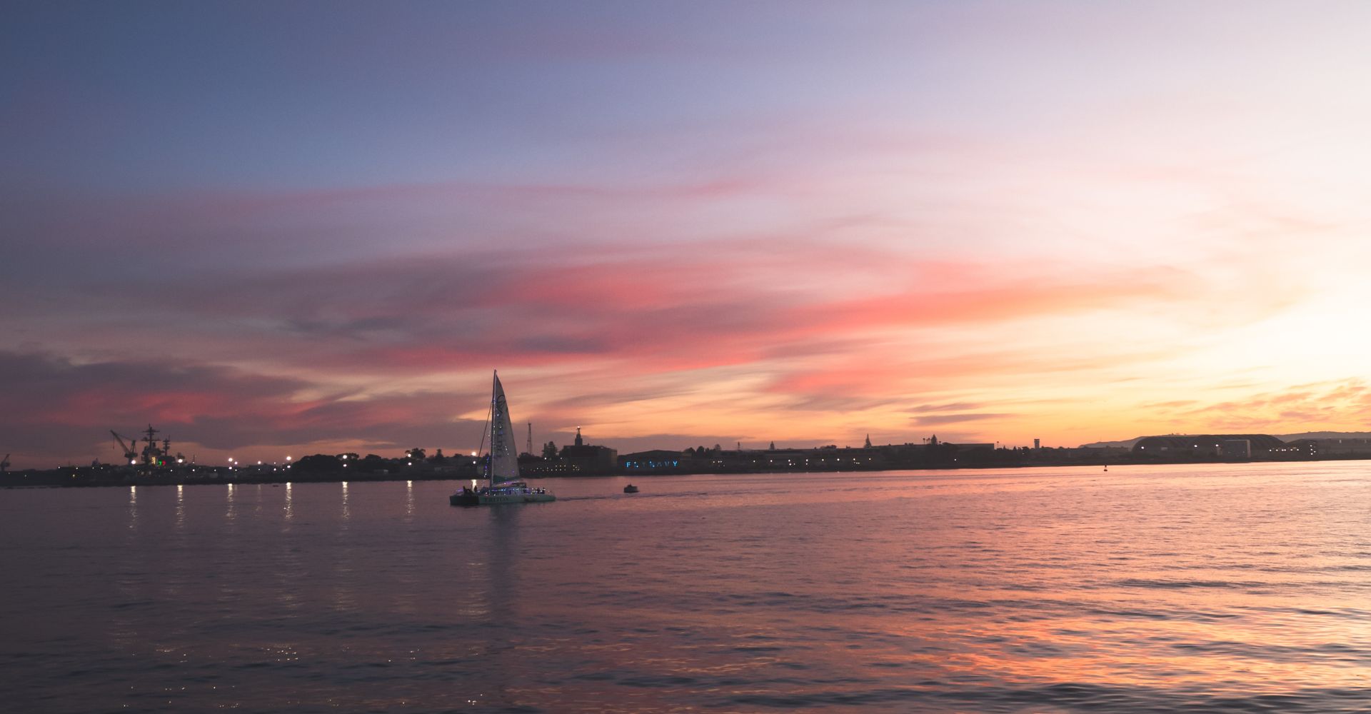 Sunset over San Diego Bay and the downtown skyline