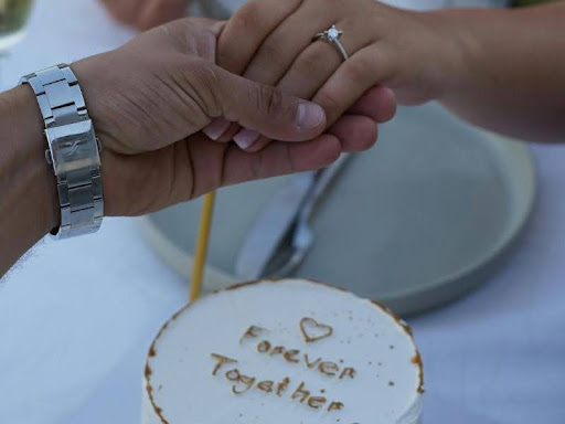 Couple holding hands