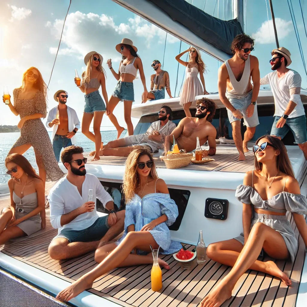 friends enjoying a yacht party