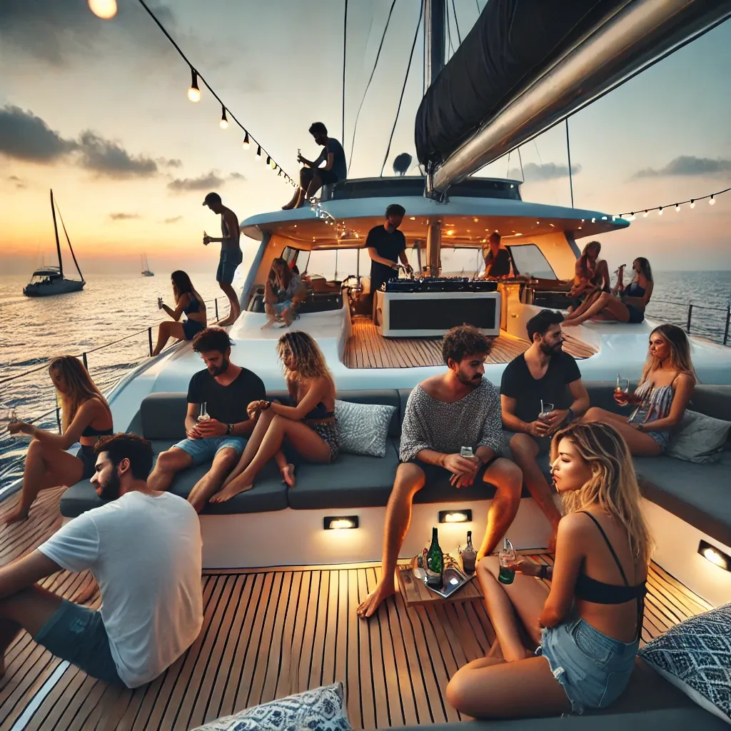 sunset yacht party winding down