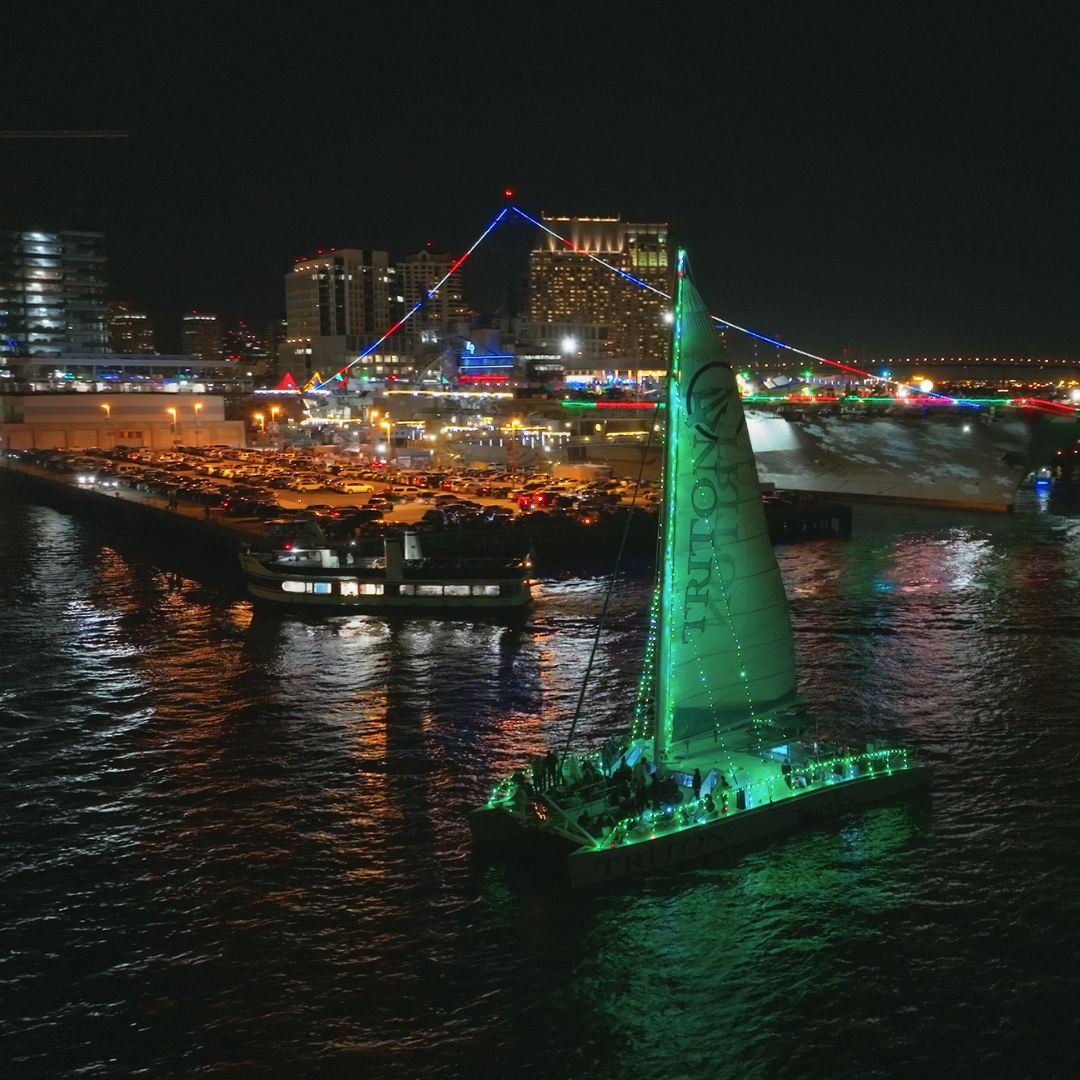 Triton lit up for the San Diego Bay Parade of Lights