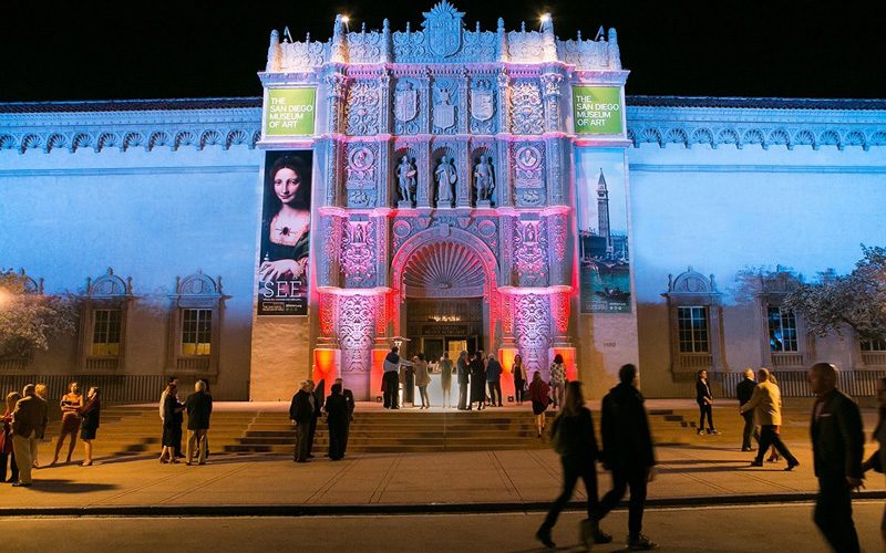 san diego museum of art at night