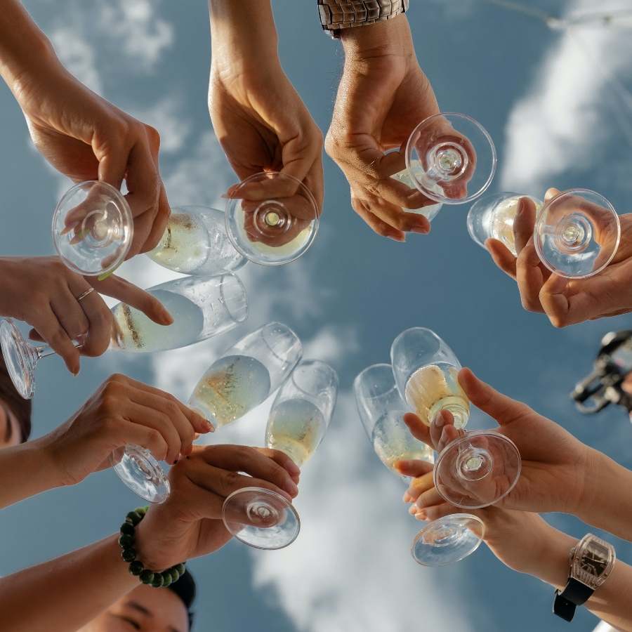 People toasting on a yacht party in san diego
