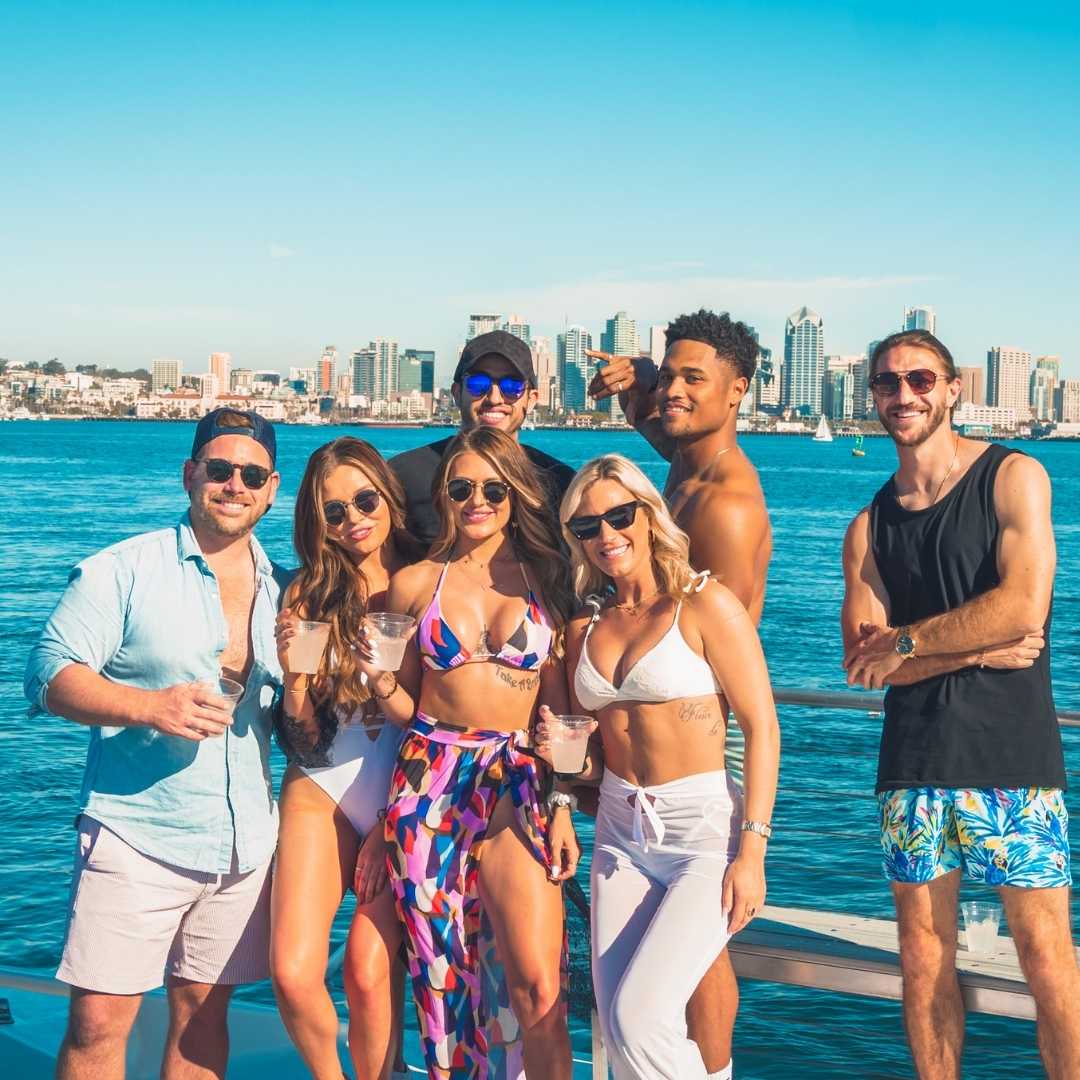 friends celebrating on yacht rental